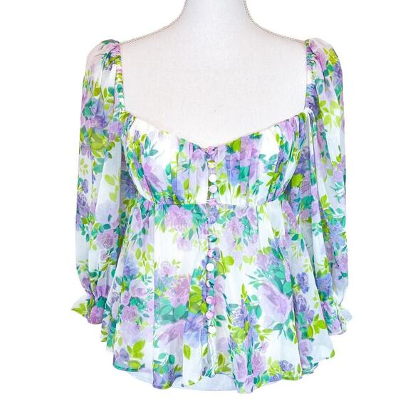For Love And Lemons Tops - For Love and Lemons Floral Blouse Size S